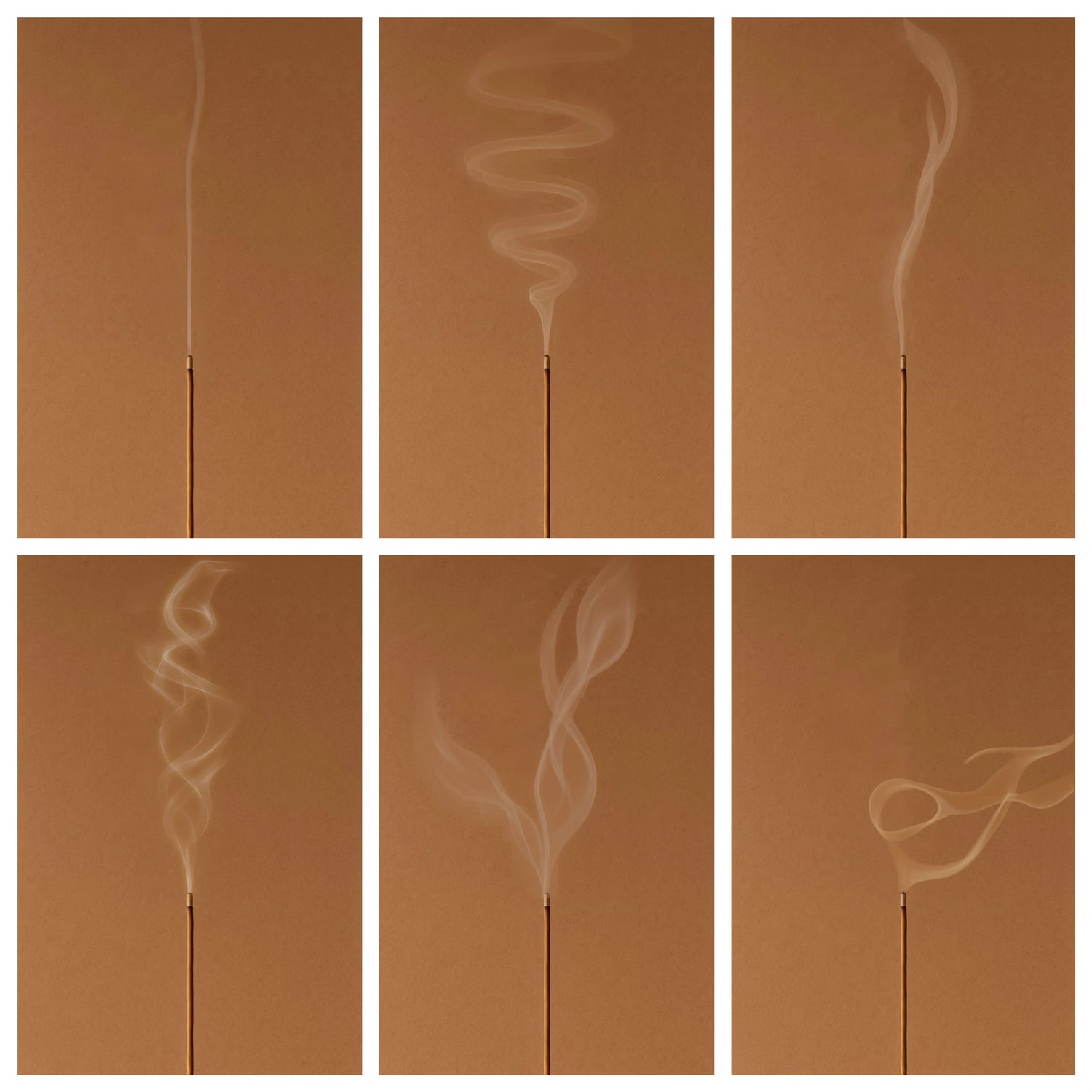 Various shapes of incense smoke illustrating different feng shui energy flows, symbolizing purification, balance, and spiritual harmony.