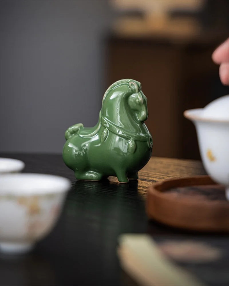 Celadon Horse Figurine · Success Arrives Swiftly