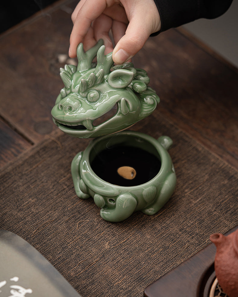Mini Celadon Dragon Incense Burner · Celadon