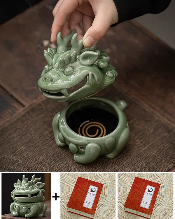 Mini Celadon Dragon Incense Burner · Celadon