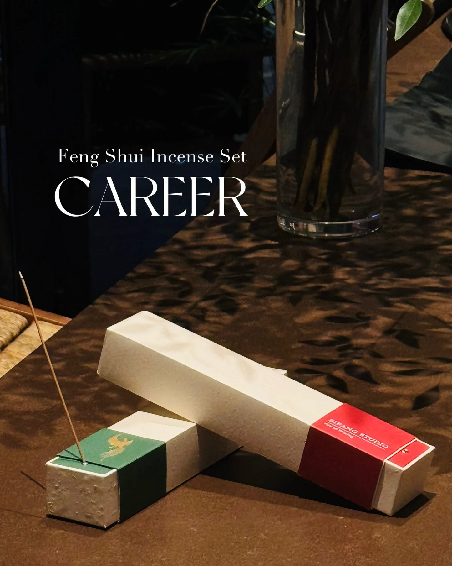 Fengshui Incense stick holder with incense sticks on a wooden surface