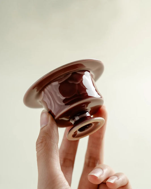 Imperial Red Glazed Relief Incense Holder · Ceramics