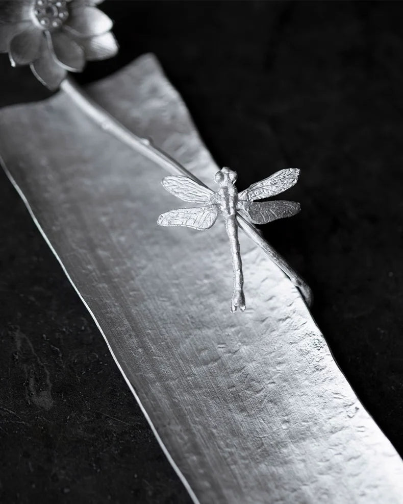 detail of handcrafted lotus incense holder for elegant and Feng Shui