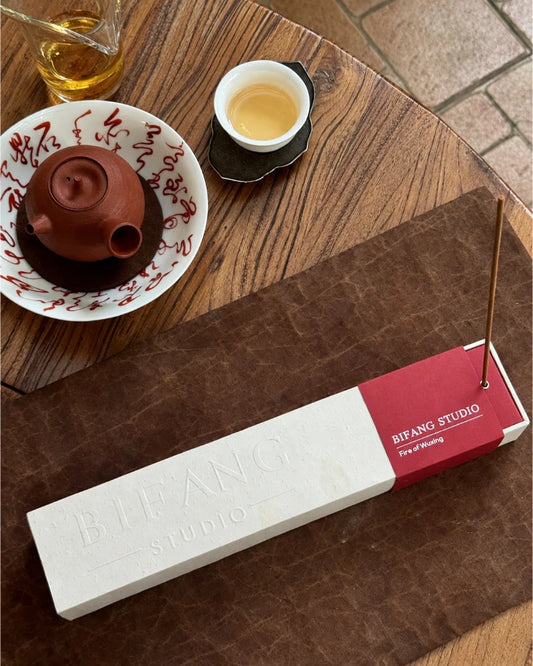 Fire Element Chinese Feng Shui incense for South direction scentscaping with traditional tea ware