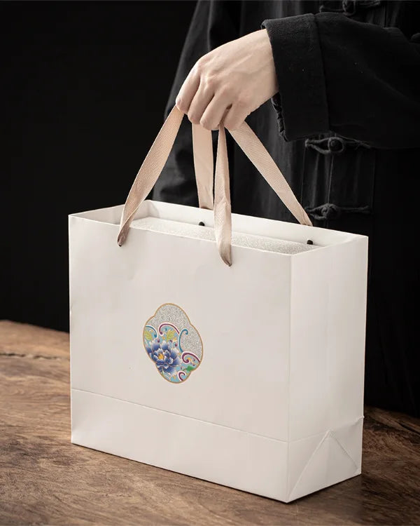 Coffret cadeau tasse à thé en argent émail cloisonné impérial