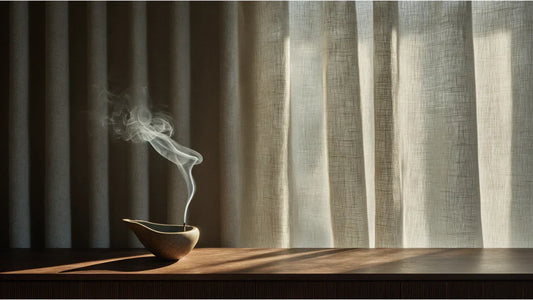 Luxury incense burning in a minimalist modern living room for Feng Shui, Bifang Studio