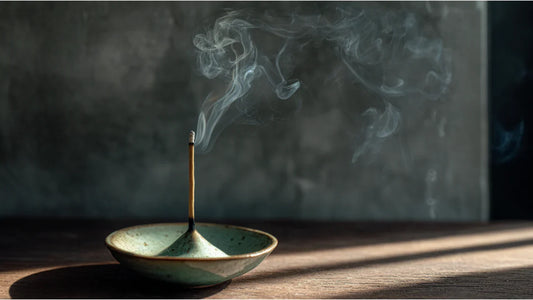 Minimalist ceramic incense holder by Bifang Studio on a modern workspace desk, creating a calming sanctuary for deep focus and productivity.