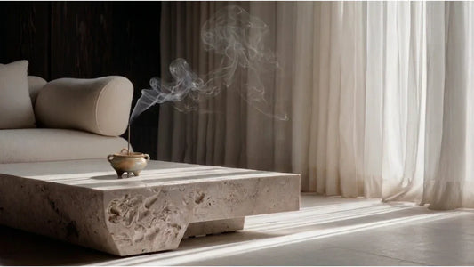 Luxurious Chinese incense burner in a modern minimalist living room for anxiety and stress relief - Bifang Studio