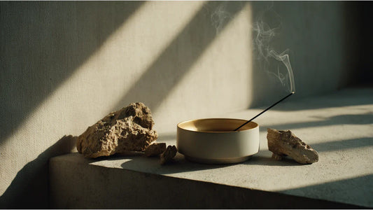 Premium premium Chinese agarwood incense stick gently smoldering in a modern minimalist living room, showcasing luxury spatial wellness and lifestyle aesthetics.