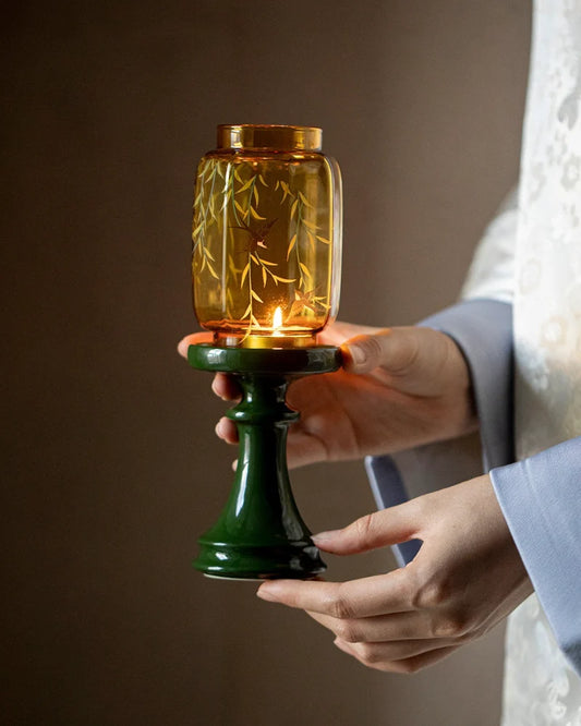 bifang studio's chinese imperial glass candle holders is elegant home decor and the size can be held in hand