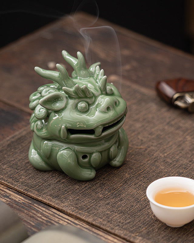 Mini Celadon Dragon Incense Burner · Celadon