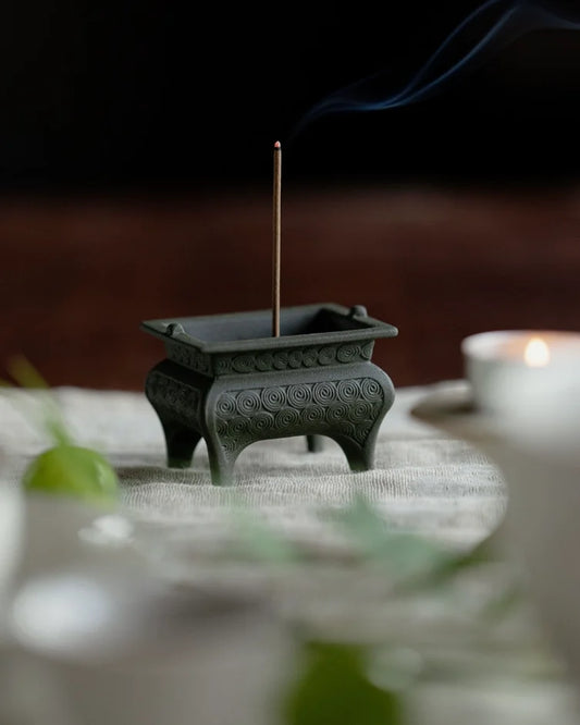 Imperial Square Ding Incense Holder · Ceramic