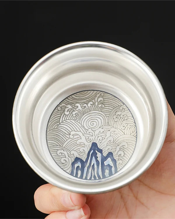 Azure Dragon Couple Teacups Gift · Gilded Silver