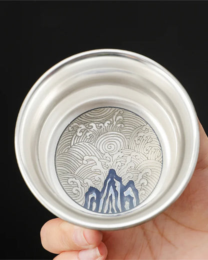 Azure Dragon Couple Teacups Gift · Gilded Silver