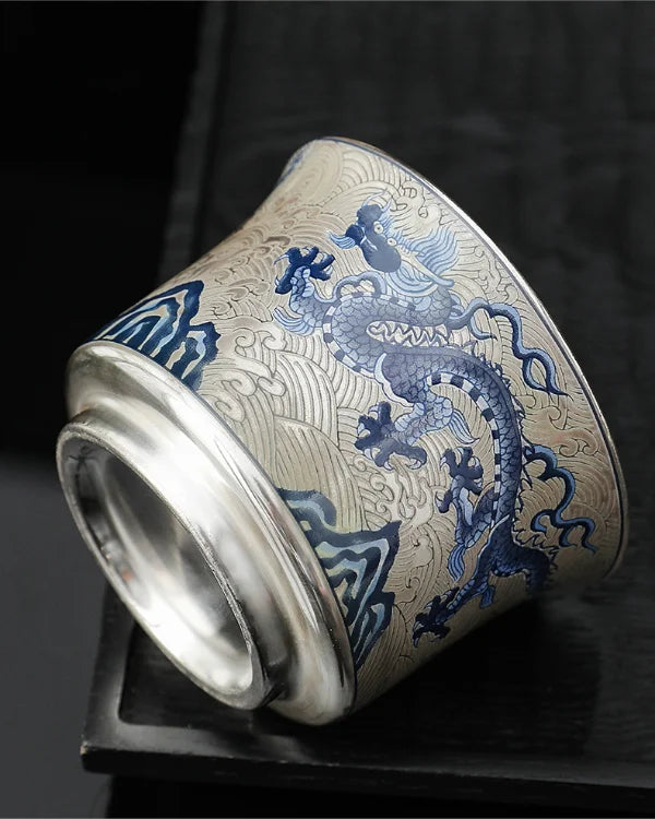 Azure Dragon Couple Teacups Gift · Gilded Silver
