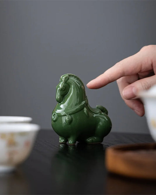 Celadon Horse Figurine · Success Arrives Swiftly