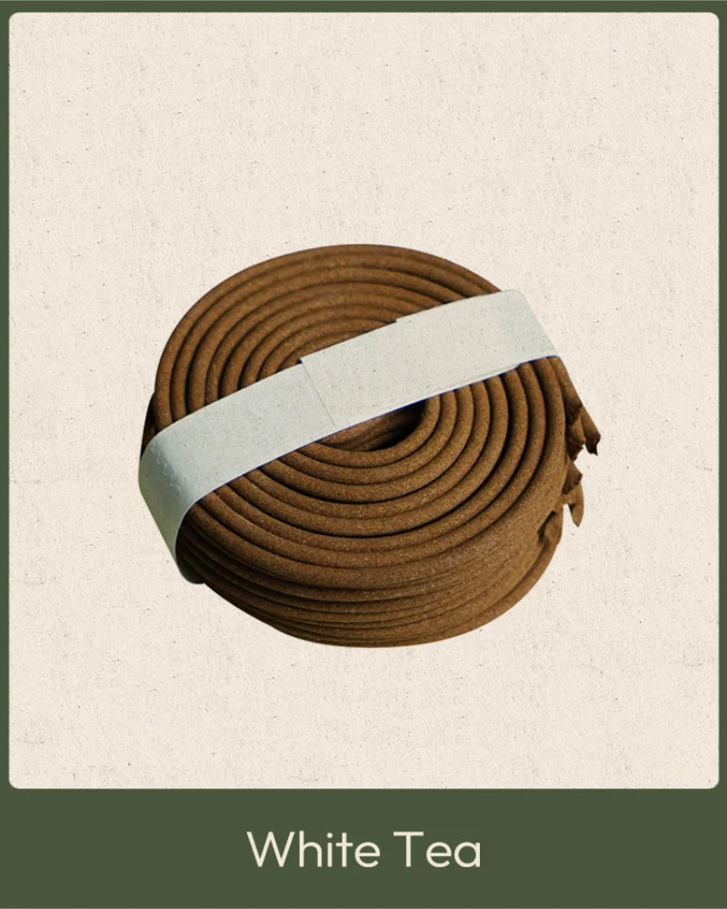 'white tea' coil incense is about 5 cm in diameter, 2 cm in height. Chinese tea is The raw material, and is pure, fresh and light smell