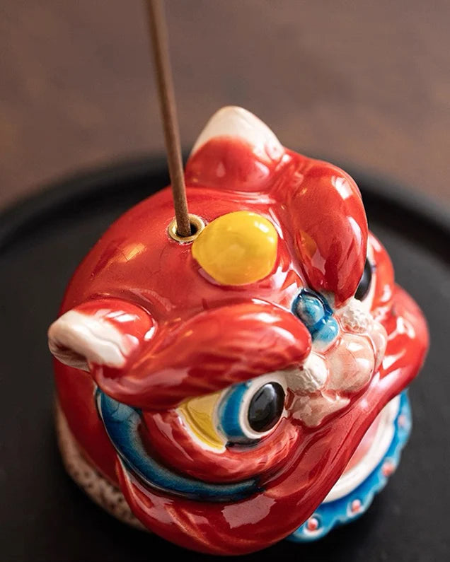 Guardian Fortune Lion Incense Holder · Ceramics
