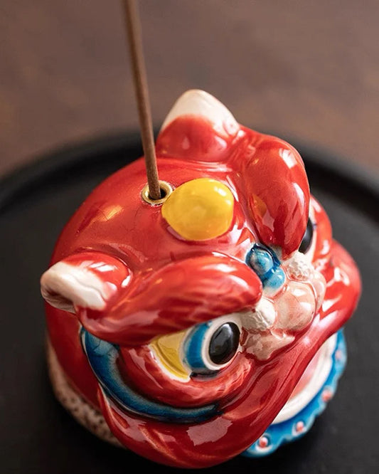 Guardian Fortune Lion Incense Holder · Ceramics
