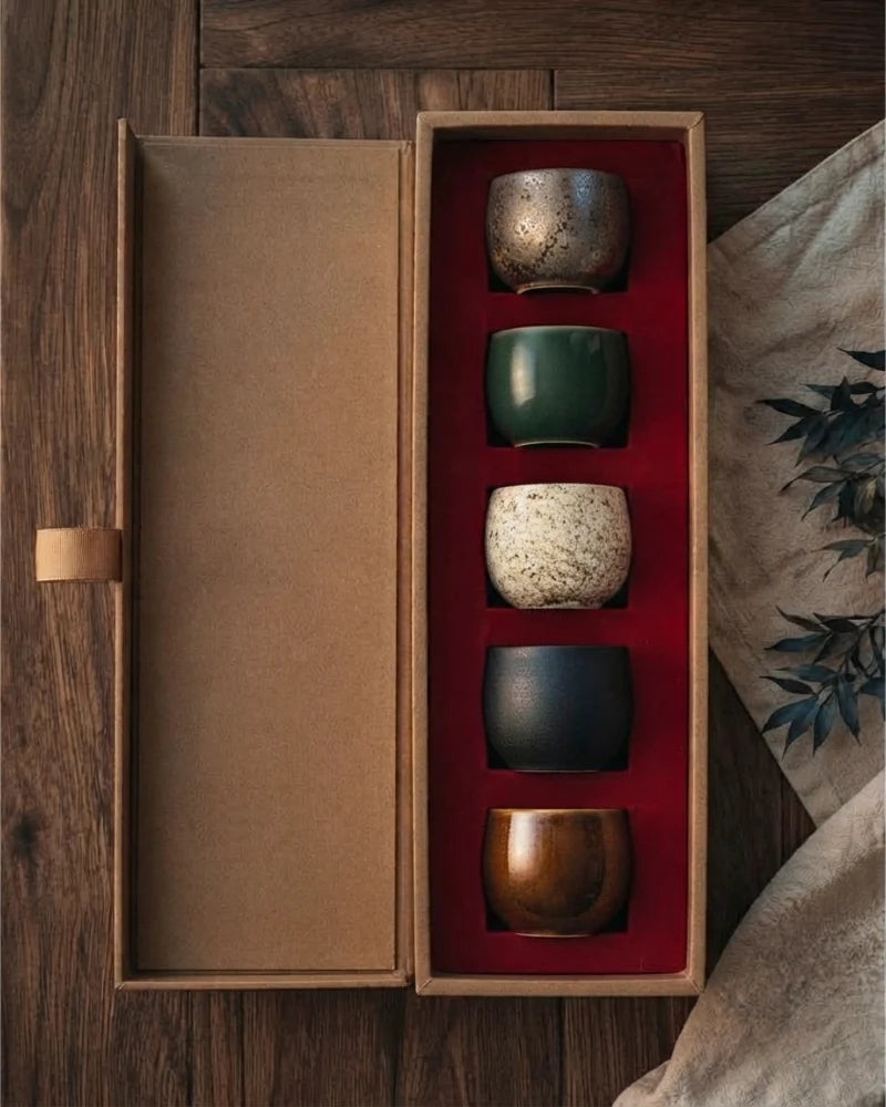 Five Elements Ceramic Tea Cup Gift Set · Wuxing