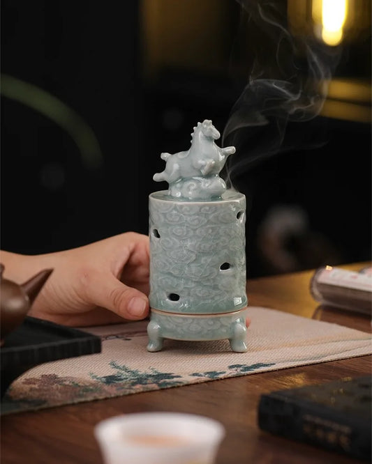 Cloud Rider Horse · Celadon Glaze Incense Burner