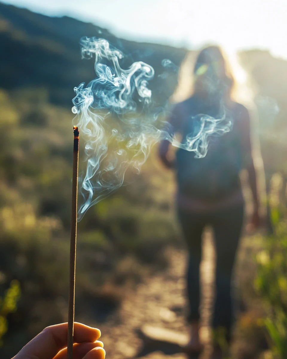 Fire incense stick burning to elevate energy levels and enhance physical and mental power.