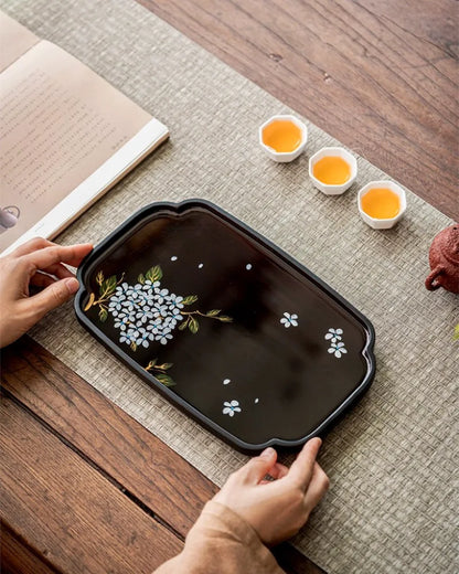 Hand-Painted Bamboo Lacquer Tray · New Chinese Oriental Serveware