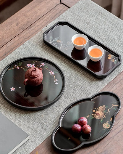 Hand-Painted Bamboo Lacquer Tray · New Chinese Oriental Serveware