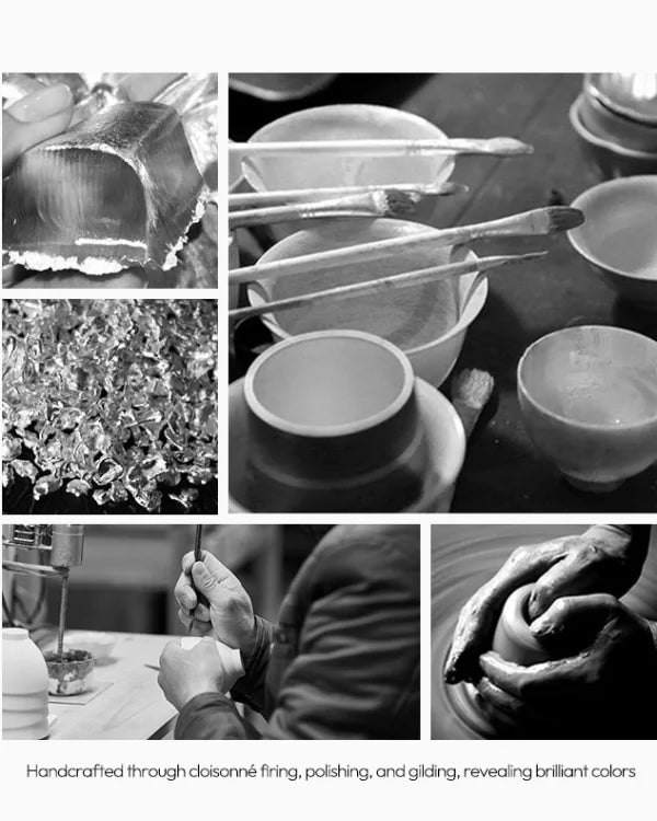 Imperial Cloisonné Enamel Silver Tea Cup Gift Box