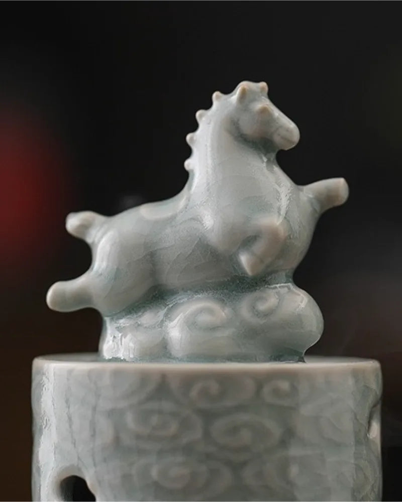 Cloud Rider Horse · Celadon Glaze Incense Burner